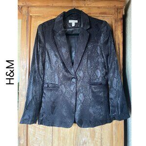 H&M  I   Black Snake Embossed Blazer  I  Size  EU 36P